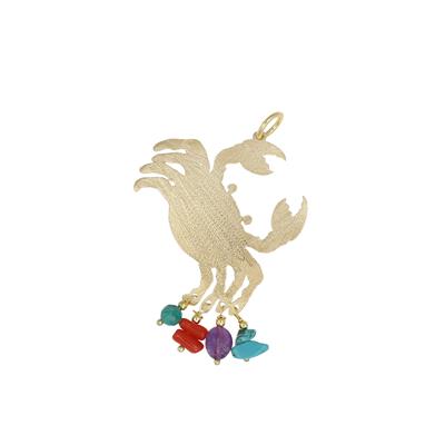 PENDENTE GRANCHIO DIAMAN. SCAGLIE TURCH. CORALLO ARGENTO 925°/°°