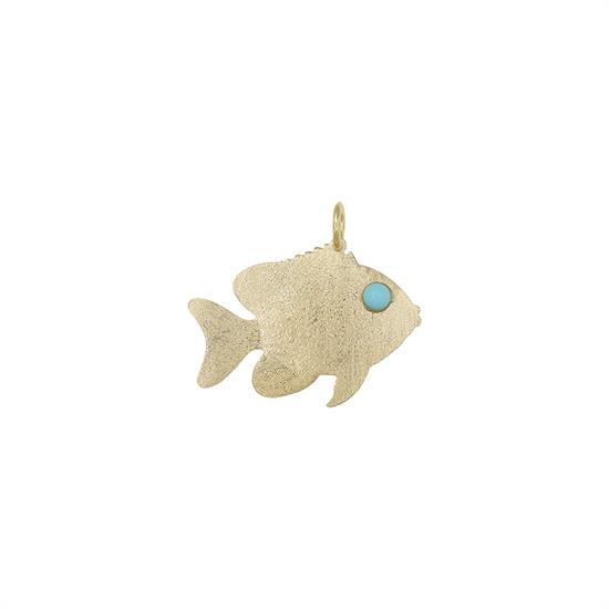 PENDENTE PESCE DIMANTATO CON OCCHIO PASTA TURCHESE ARGENTO 925°/°°