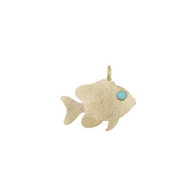 PENDENTE PESCE DIMANTATO CON OCCHIO PASTA TURCHESE ARGENTO 925°/°°