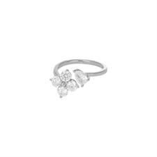 ANELLO COTRARIE FIORE QUATTRO PETALI CUORI GOCCIA CZ ARGENTO 925°/°°