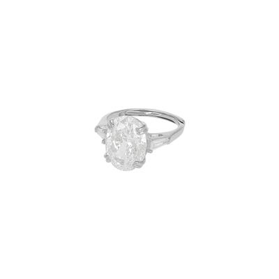 ANELLO OVALE 10X14 ZIRCONE OVALE E BAGUETTE IN ARGENTO 925°/°°