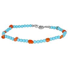 BRACCIALE UOMO PASTA DI TURCHESE E SASSI DI CORALLO ARGENTO 925°/°°