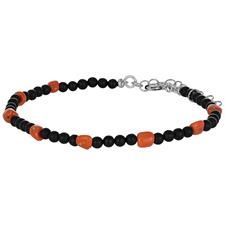 BRACCIALE UOMO ONICE E SASSI DI CORALLO IN ARGENTO 925°/°°