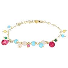BRACCIALE P.TURCHESE MALACH. ZIRCONI CON CIUFFETTO ARGENTO 925 °/°°