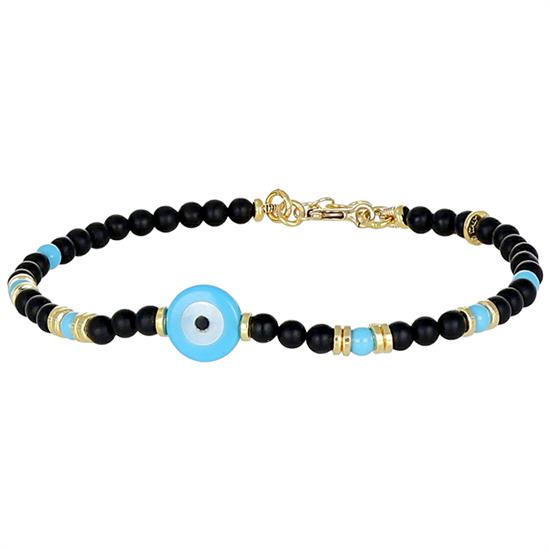 BRACCIALE ONICE E PASTA DI TURCHESE OCCHIO TURC. IN ARGENTO 925°/°°