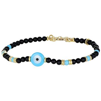 BRACCIALE ONICE E PASTA DI TURCHESE OCCHIO TURC. IN ARGENTO 925°/°°