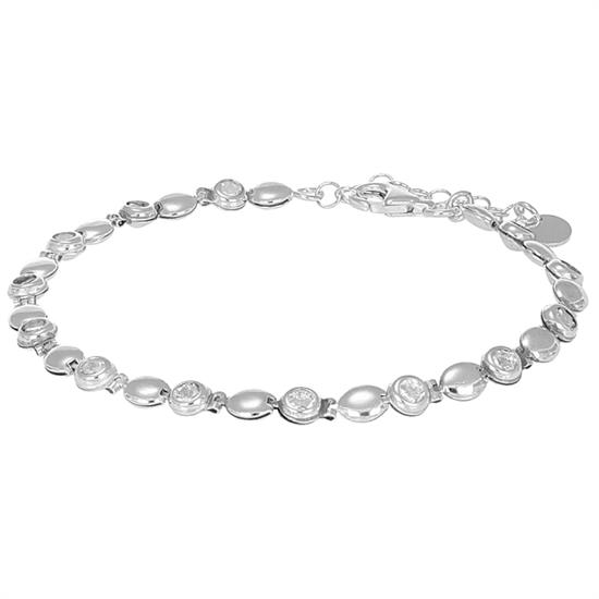 BRACCIALE TONDI ACCOPPIATI ALTERNATI ZIRCONI IN ARGENTO 925°/°°