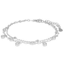 BRACCIALE DOPPIA CATENA CON ZIRCONI PENDENTE IN ARGENTO 925°/°°