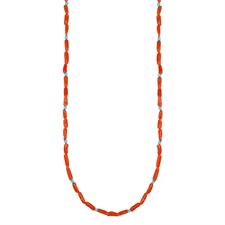 COLLANA UOMO TUBETTI DI CORALLO E PASTA DI TURCHESE ARGENTO 925°/°°