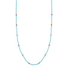 COLLANA UOMO PASTA DI TURCHESE E SASSI DI CORALLO IN ARGENTO 925°/°°