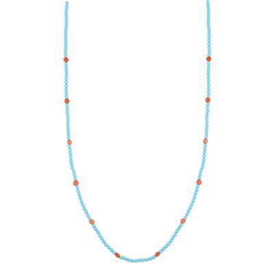 COLLANA UOMO PASTA DI TURCHESE E SASSI DI CORALLO IN ARGENTO 925°/°°