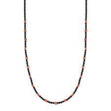 COLLANA UOMO ONICE E SASSI DI CORALLO IN ARGENTO 925°/°°