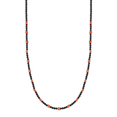 COLLANA UOMO ONICE E SASSI DI CORALLO IN ARGENTO 925°/°°
