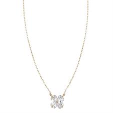 COLLANA FIORE QUATTRO PETALI CUORI ZIRCONATI IN ARGENTO 925°/°°