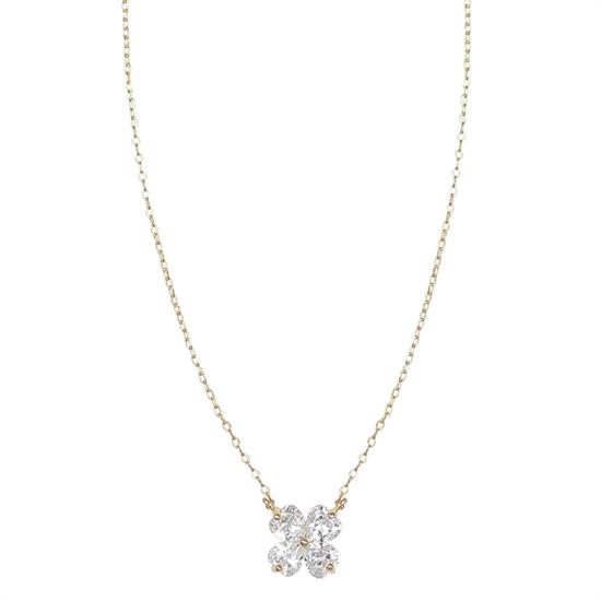 COLLANA FIORE QUATTRO PETALI CUORI ZIRCONATI IN ARGENTO 925°/°°