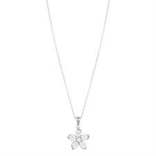 COLLANA FIORE BIG PETALI ZIRCONATI PUNTE LISCE IN ARGENTO 925°/°°