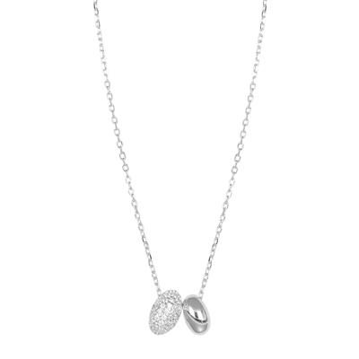 COLLANA DOPPIO OLIVETTO LISCIO E ZIRCONATO IN ARGENTO 925°/°°