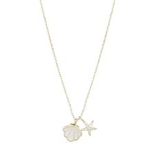 COLLANA CONCHIGLIA MADREP. STELLA MARINA ZIRCONATA ARGENTO 925°/°°