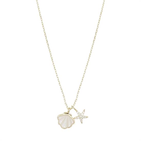 COLLANA CONCHIGLIA MADREP. STELLA MARINA ZIRCONATA ARGENTO 925°/°°