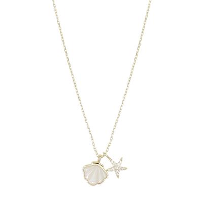 COLLANA CONCHIGLIA MADREP. STELLA MARINA ZIRCONATA ARGENTO 925°/°°