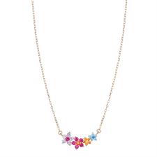 COLLANA FIORELLINI ZIRCONI COLORATI A SCALARE IN ARGENTO 925°/°°