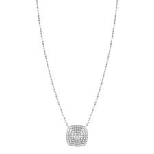 COLLANA PENDENTE QUADRATO PIENO ZIRCONI IN ARGENTO 925°/°°