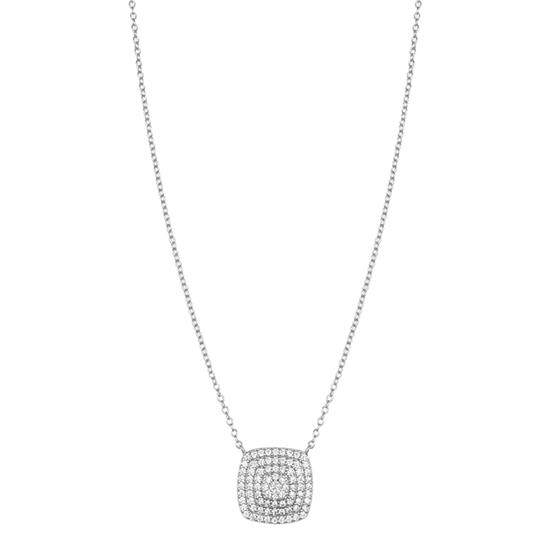 COLLANA PENDENTE QUADRATO PIENO ZIRCONI IN ARGENTO 925°/°°