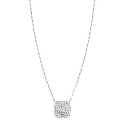 COLLANA PENDENTE QUADRATO PIENO ZIRCONI IN ARGENTO 925°/°°