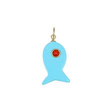 PENDENTE PESCE PIATTO PIETRA 3CM IN ARGENTO 925°/°°