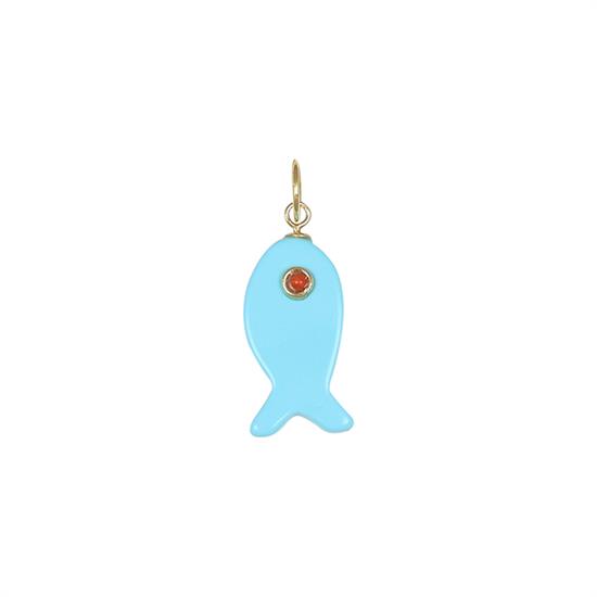 PENDENTE PESCE PIATTO PIETRA 2CM IN ARGENTO 925°/°°