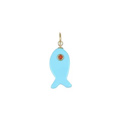 PENDENTE PESCE PIATTO PIETRA 2CM IN ARGENTO 925°/°°