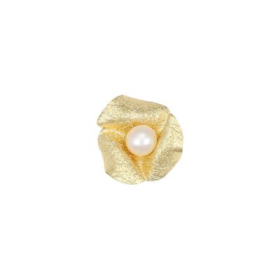 PENDENTE TRIFOGLIO DIAMANTATO CURVO PERLA FIUME 6MM ARGENTO 925°/°°