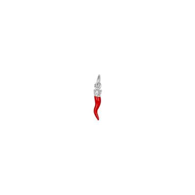 PENDENTE CORNO SMALTATO CORONA 1 MISURA IN ARGENTO 925°/°°