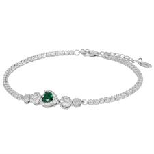 BRACCIALE TENNIS CUORE COLOR DOPPIO TONDO ZIRCON. IN ARGENTO 925°/°°