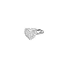 ANELLO CUORE PIENO CON BORDO ZIRCONATO IN ARGENTO 925°/°°