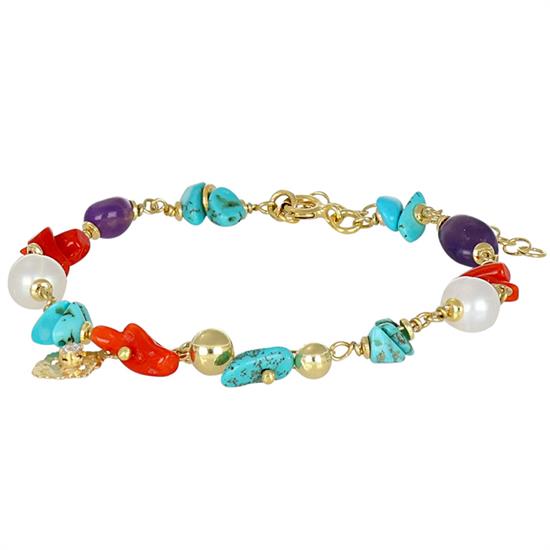 BRACCIALE CORALLO,SCAGLIE TURCHESE,PERLE SEMILAVORATI ARGENTO925°/°°
