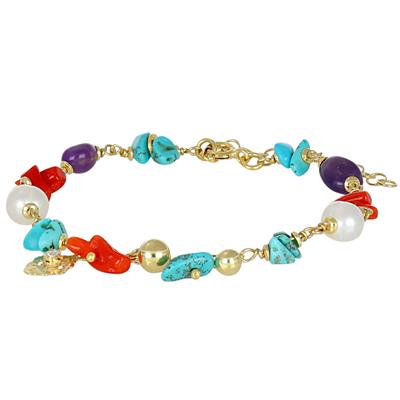 BRACCIALE CORALLO,SCAGLIE TURCHESE,PERLE SEMILAVORATI ARGENTO925°/°°