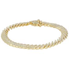 BRACCIALE DORATO BARRETTE OBLIQUE ZIRCONATE IN ARGENTO 925°/°°