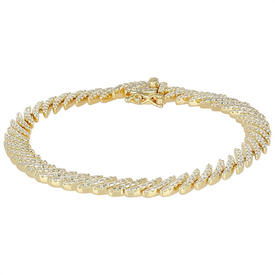 BRACCIALE DORATO BARRETTE OBLIQUE ZIRCONATE IN ARGENTO 925°/°°