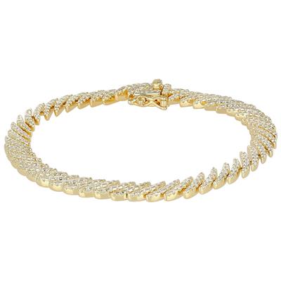 BRACCIALE DORATO BARRETTE OBLIQUE ZIRCONATE IN ARGENTO 925°/°°