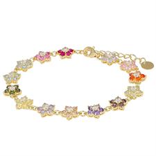 BRACCIALE FIORI MULTICOLOR ZIRCONATI IN ARGENTO 925°/°°