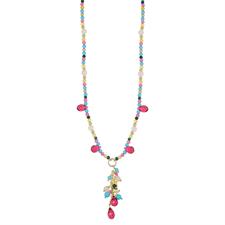 COLLANA P.TURCHESE MALACH. ZIRCONI CON CIUFFETTO IN ARGENTO 925°/°°