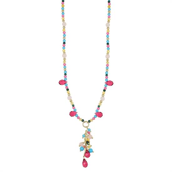 COLLANA P.TURCHESE MALACH. ZIRCONI CON CIUFFETTO IN ARGENTO 925°/°°
