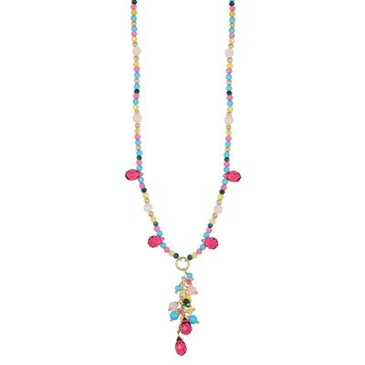 COLLANA P.TURCHESE MALACH. ZIRCONI CON CIUFFETTO IN ARGENTO 925°/°°