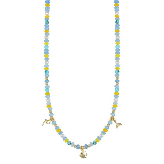 COLLANA GIADA MOP METALLO E SOGGETTI IN ARGENTO 925°/°°