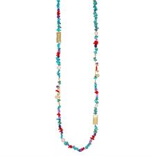 COLLANA CORALLO,SCAGLIE TURCHESE,PERLE SEMILAVORATI ARGENTO 925°/°°