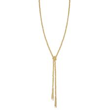 COLLANA CATENA DIAMANTATA CON NODO E CIUFFI FINALI ARGENTO 925°/°°