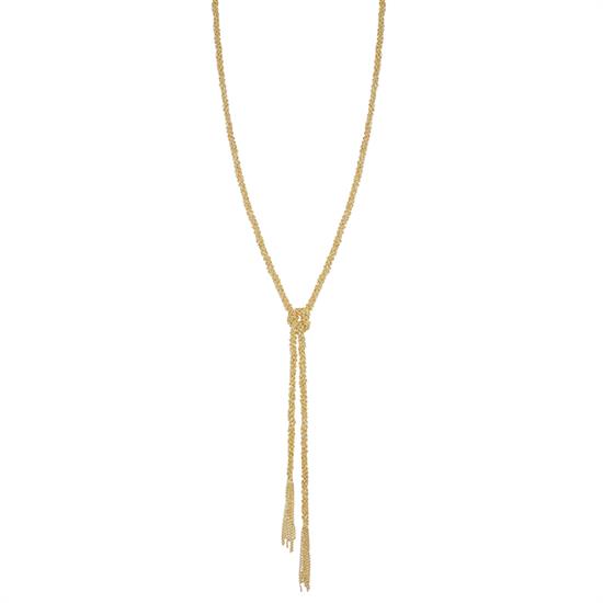 COLLANA CATENA DIAMANTATA CON NODO E CIUFFI FINALI ARGENTO 925°/°°
