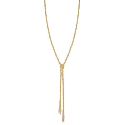 COLLANA CATENA DIAMANTATA CON NODO E CIUFFI FINALI ARGENTO 925°/°°