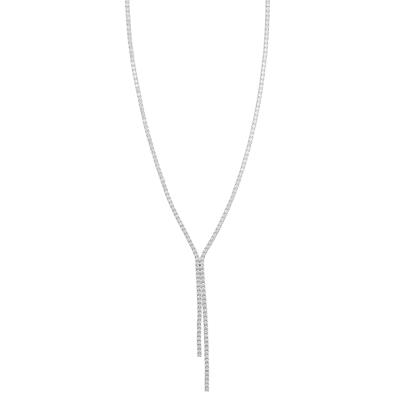 COLLANA TENNIS MORBIDA DOPPIO FILO PENDENTE IN ARGENTO 925°/°°